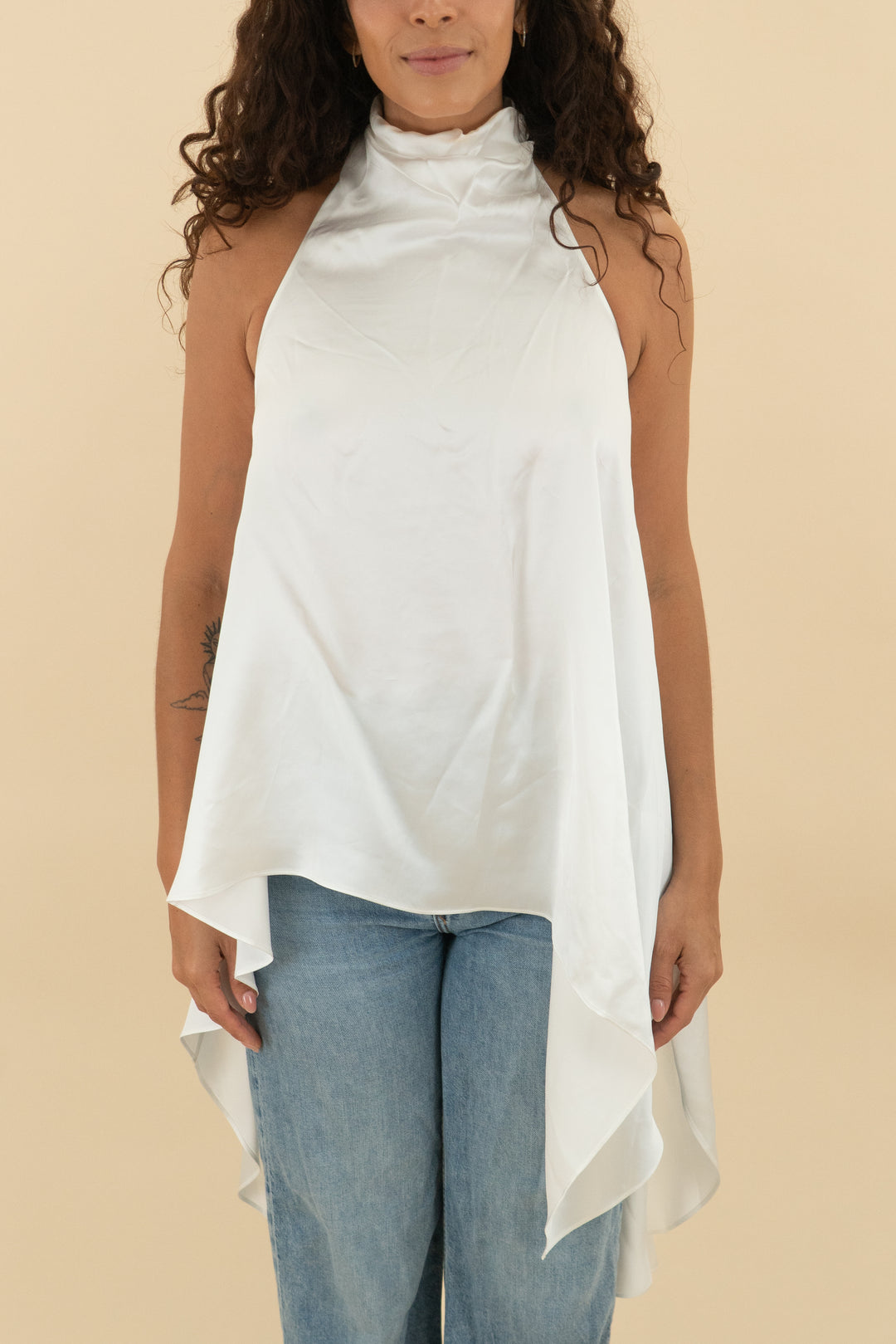 meshki ivory asymmetrical halter top nwt (s; retail $95)