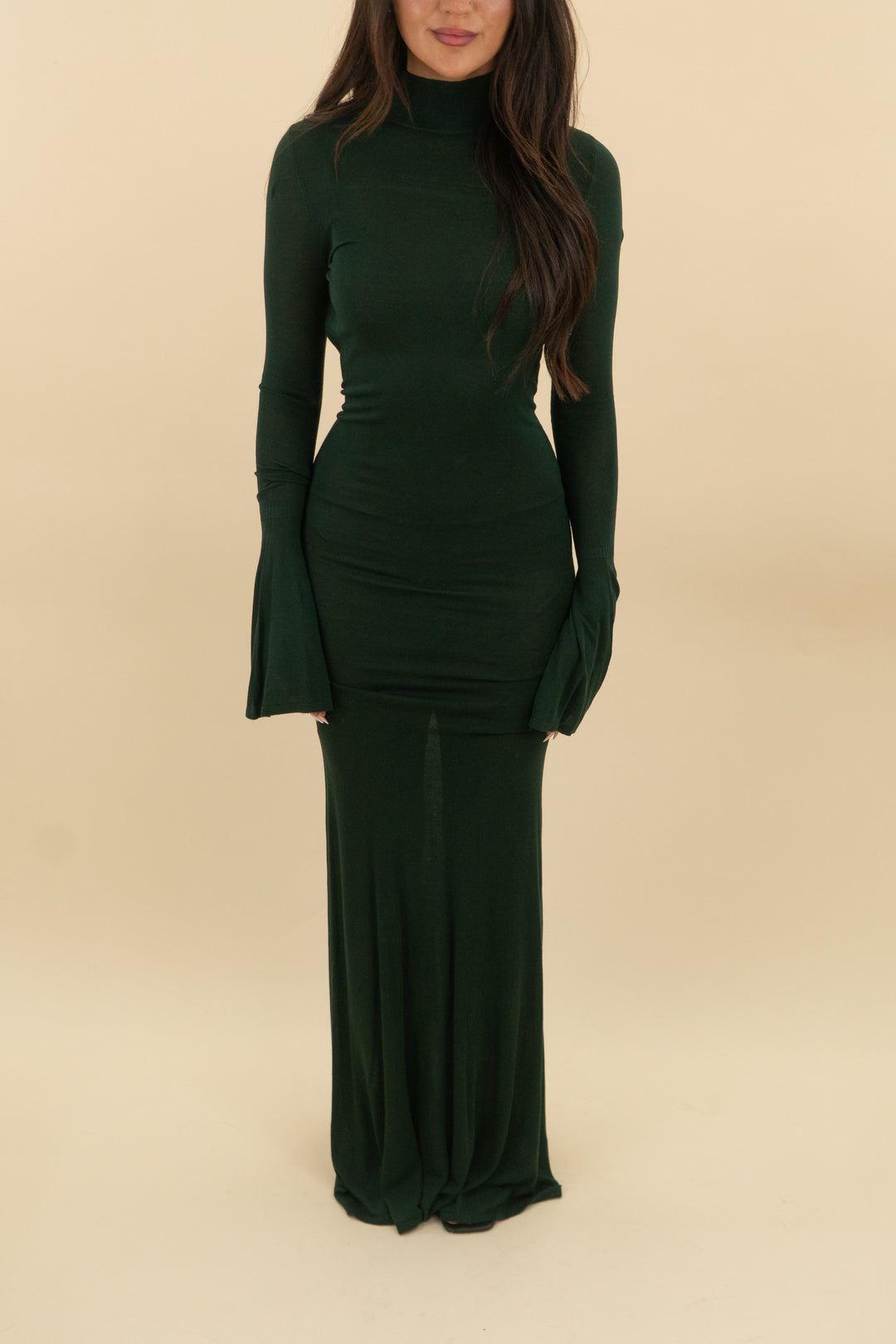 house of cb green knit long sleeve maxi dress (xs; retail $195)