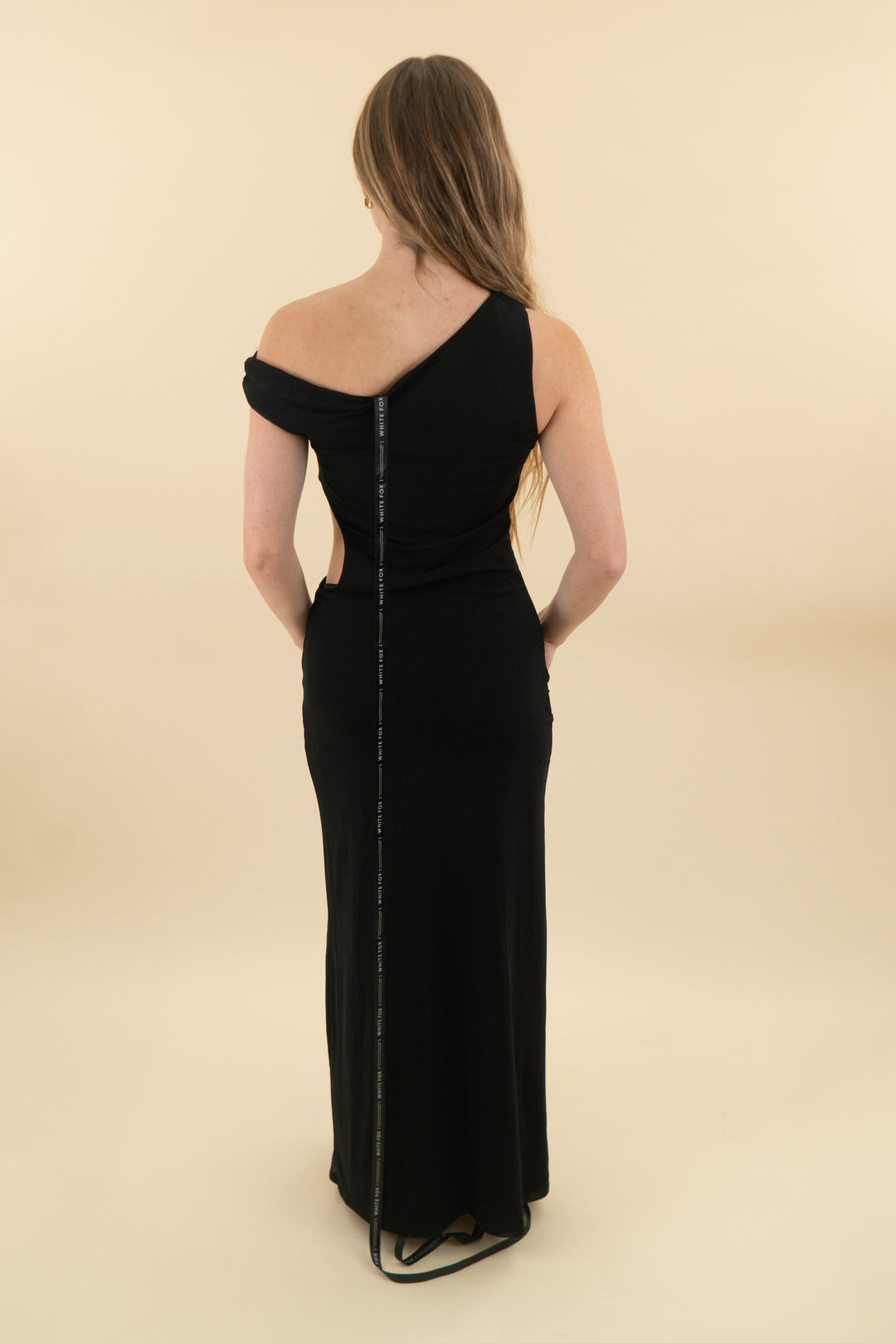 white fox living for the weekend black mesh maxi dress nwt (s; retail $105)