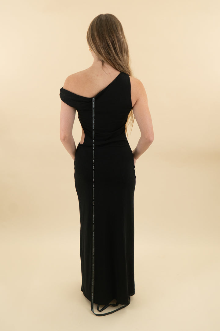 white fox living for the weekend black mesh maxi dress nwt (s; retail $105)