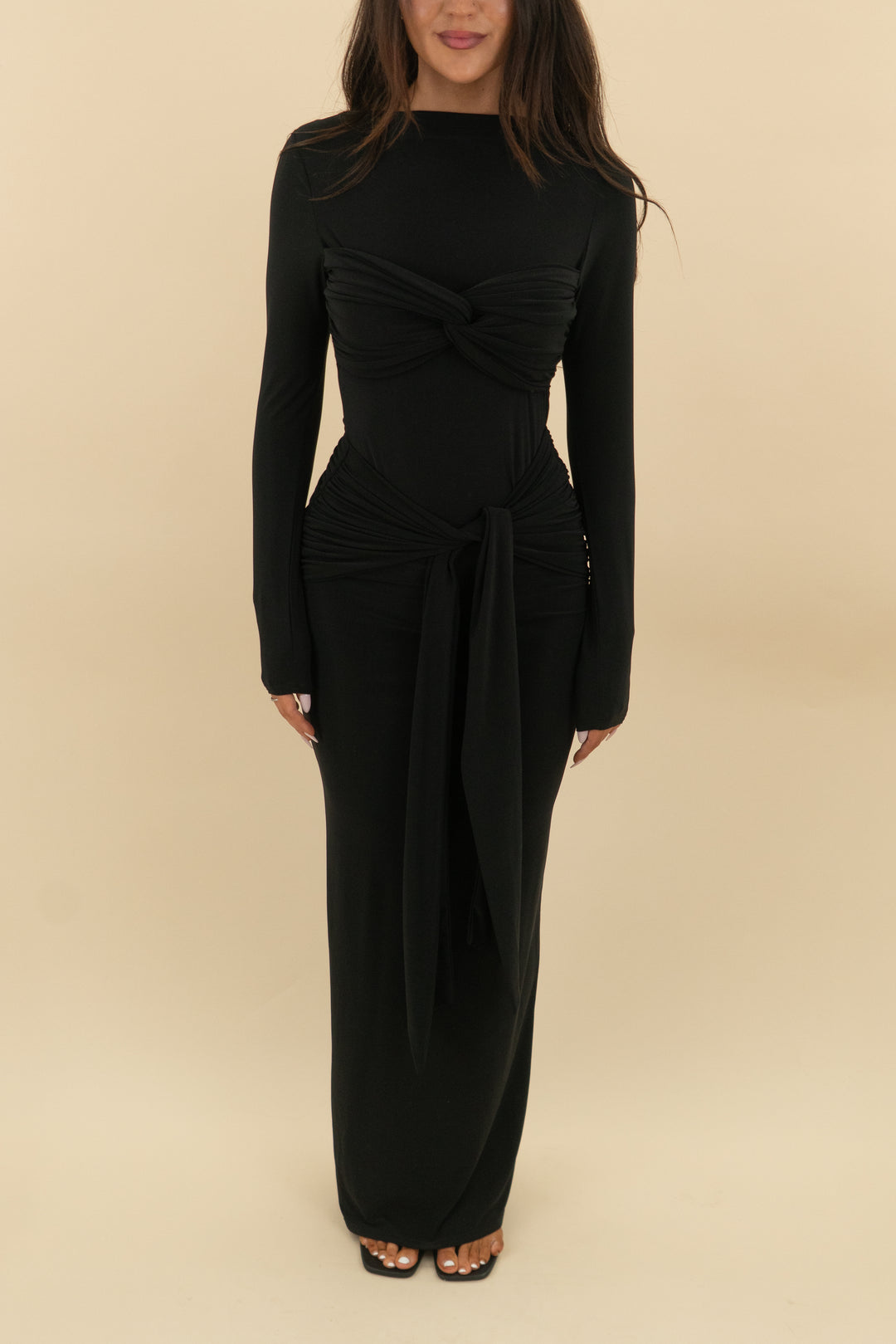 boohoo ruched twist detail maxi dress nwt (4; retail $86)