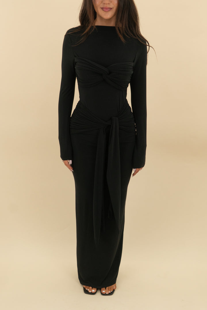 boohoo ruched twist detail maxi dress nwt (4; retail $86)