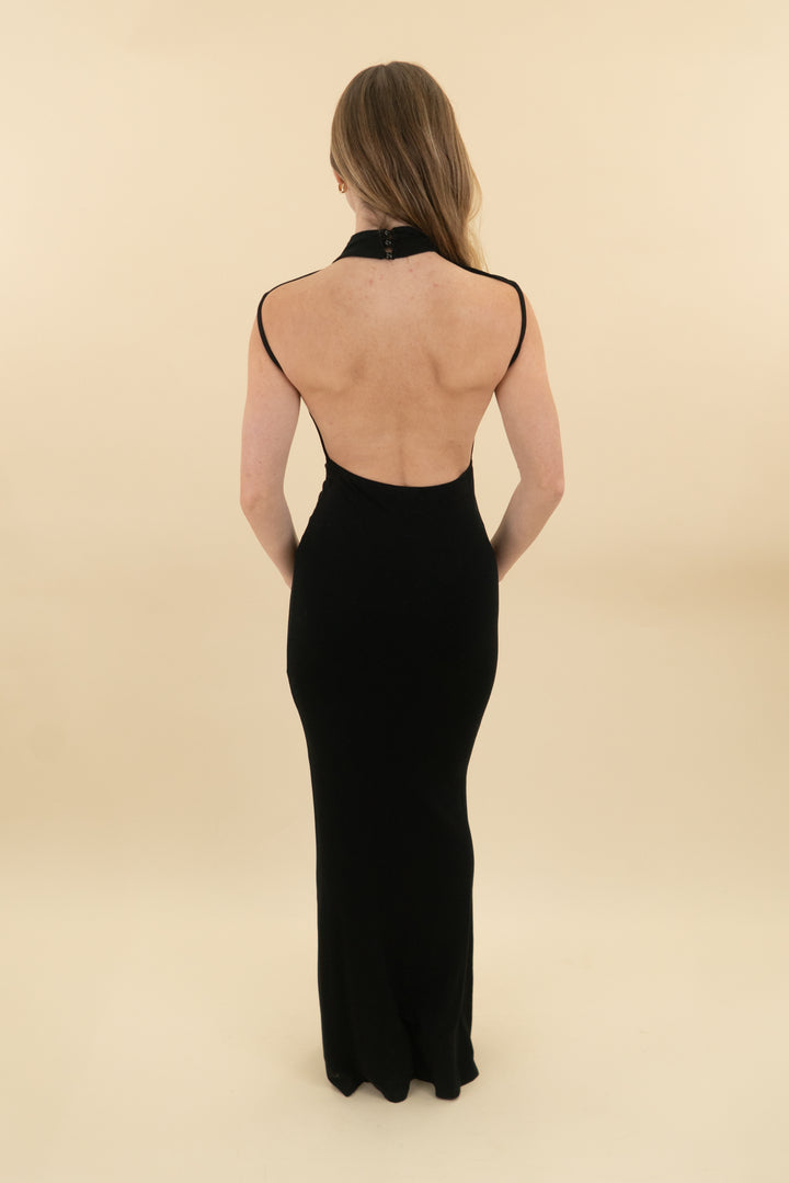 asos design black halter maxi dress (2; retail $180)