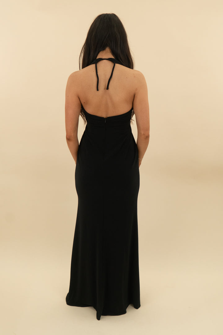 *AUCTION* ieena for macduggal rhinestone crystal halter maxi dress (2)