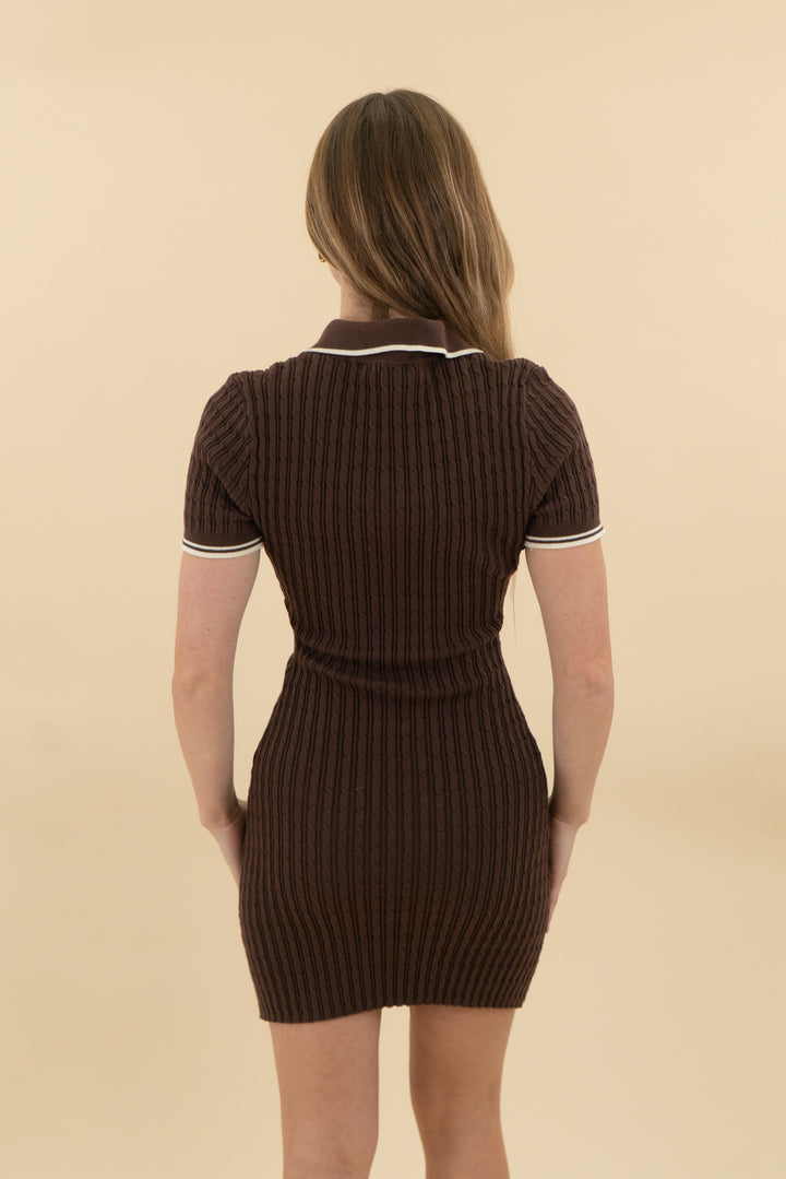 *AUCTION* zara brown cable knit polo mini dress (s)