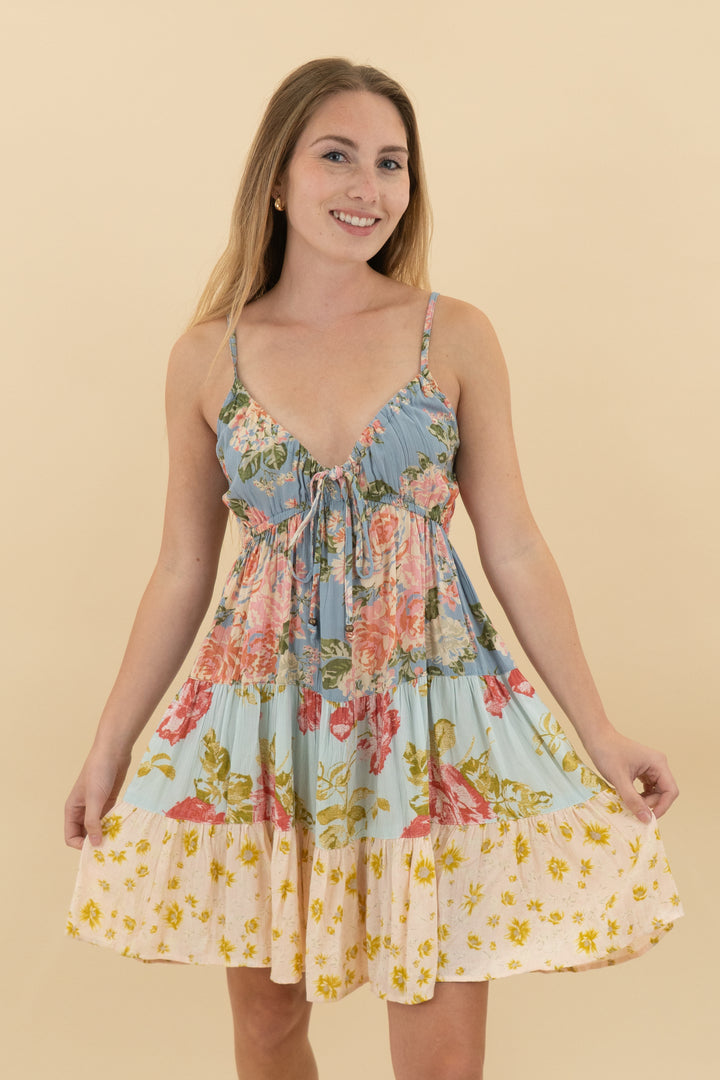 *AUCTION* angie blue/pink floral mini dress (s)