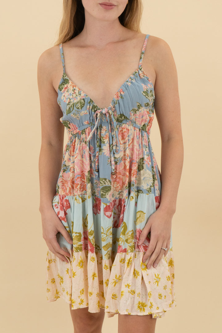 *AUCTION* angie blue/pink floral mini dress (s)