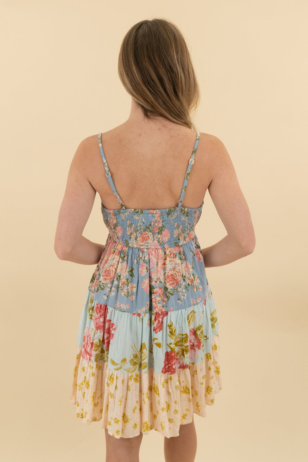 *AUCTION* angie blue/pink floral mini dress (s)