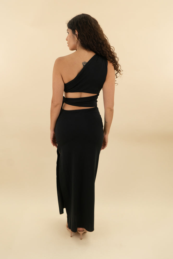 just be queen black maxi dress (m; retail $695)
