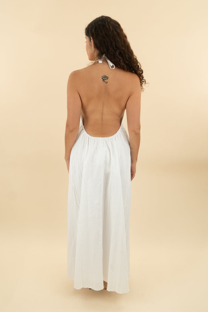 sndys. alysse white halter maxi dress nwt (s; retail $109)