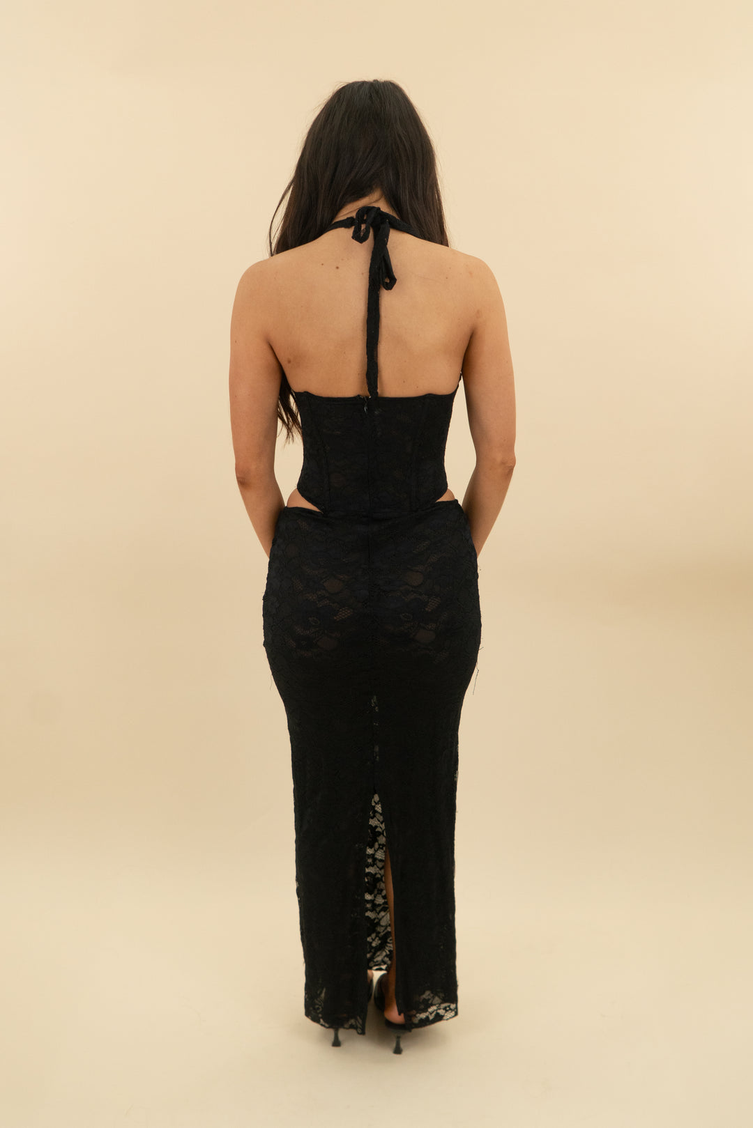 *AUCTION* outcast black lace midi dress (s)