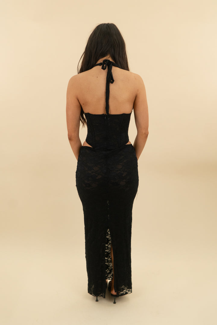 *AUCTION* outcast black lace midi dress (s)