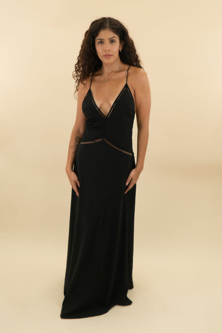 sasha therese black maxi dress nwt (xs; retail $260)