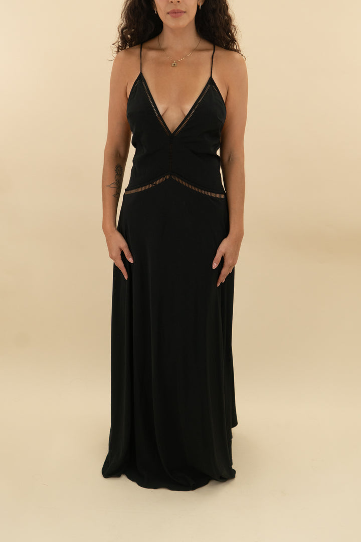 sasha therese black maxi dress nwt (xs; retail $260)