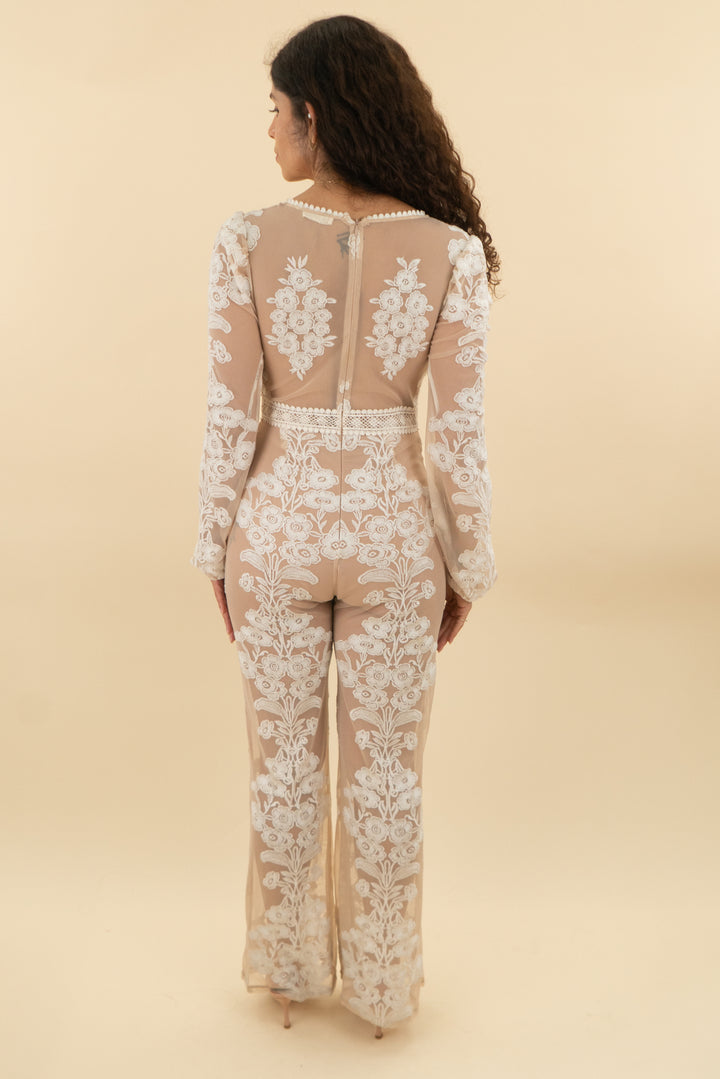 for love and lemons deep v lace jumpsuit (s; retail $270)