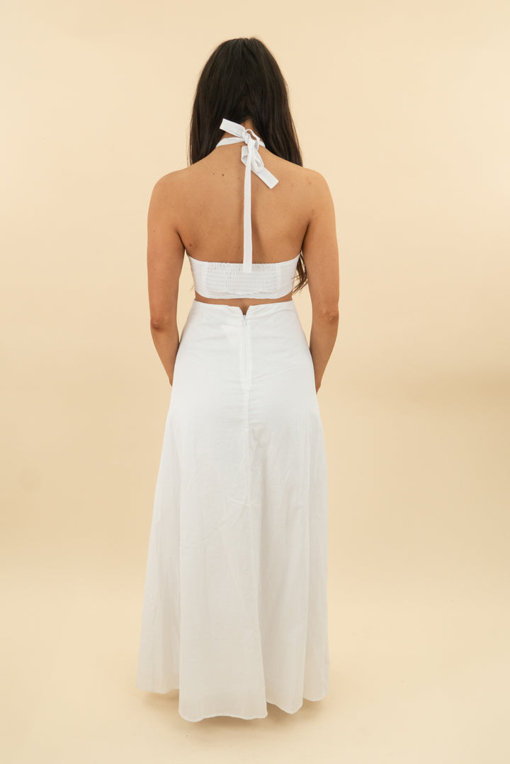 petal & pup white strapless cotton maxi dress (xs; retail $99)