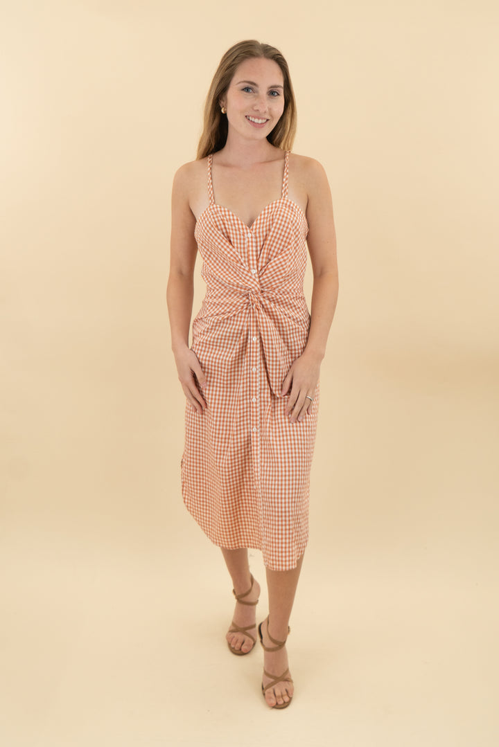 *AUCTION* zara woman orange gingham dress (xs)