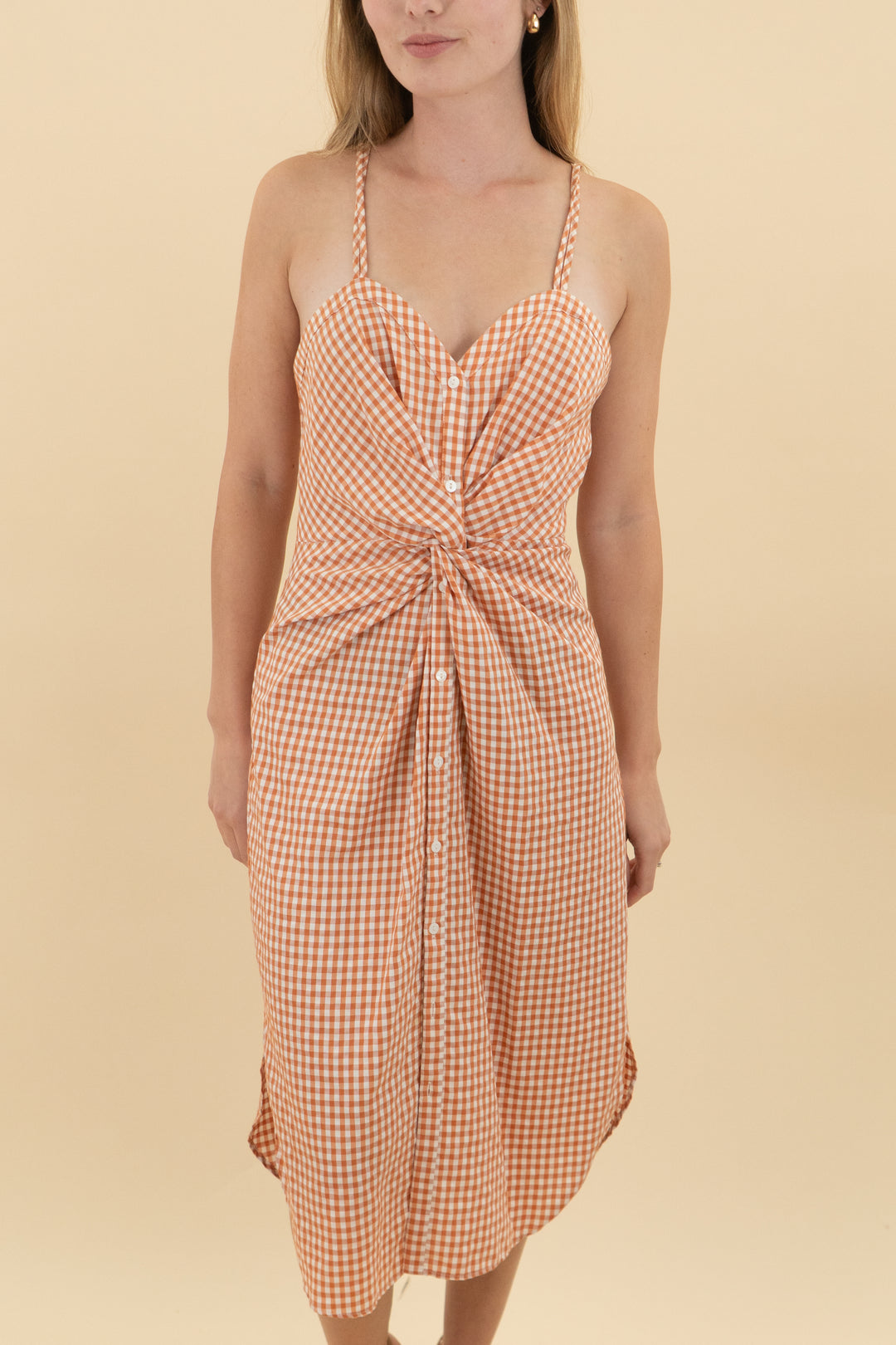 *AUCTION* zara woman orange gingham dress (xs)