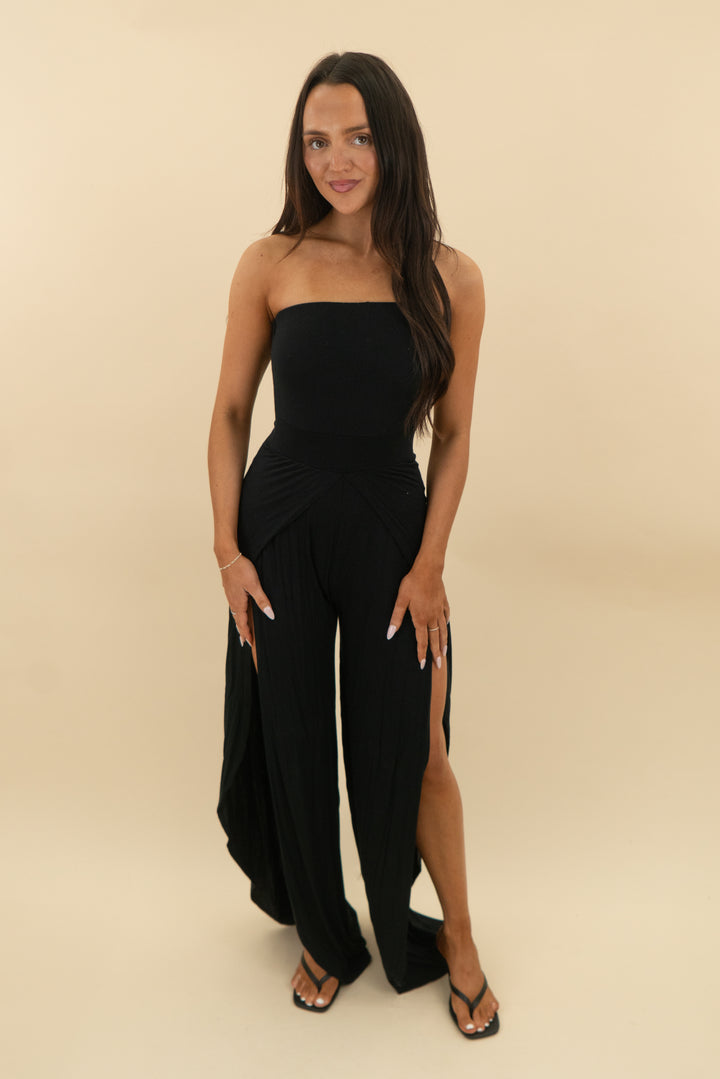 diosa black strapless jumpsuit (s; retail $69)