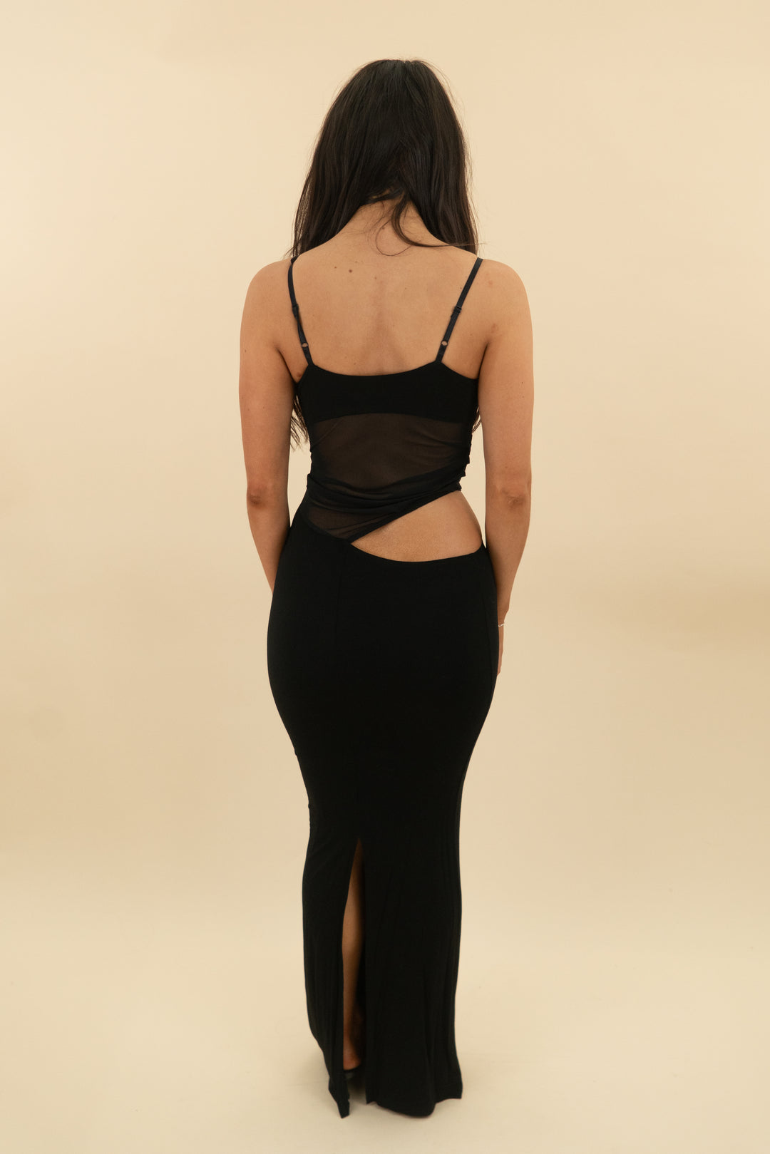 finese black spaghetti strap maxi dress (xs; retail $85)