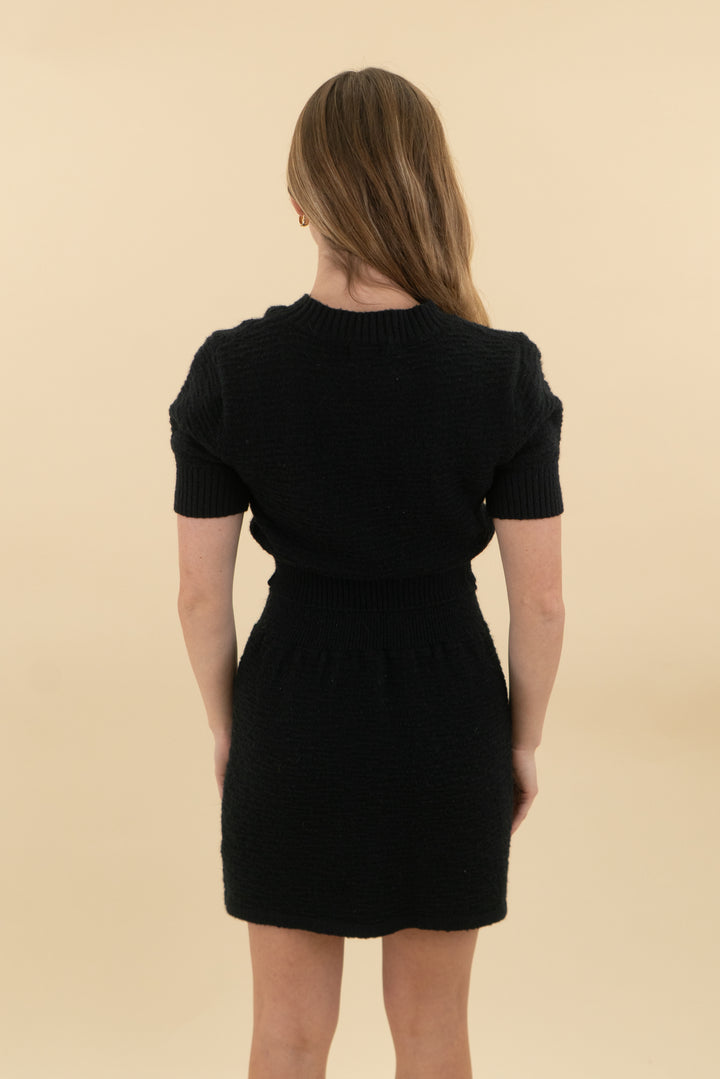 debut black textured cut out mini dress (s/m; retail $58)