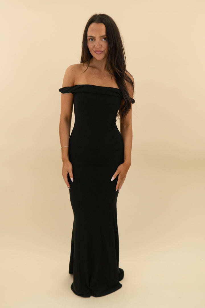 club l london black twisted asymmetric maxi dress nwt (2; retail $130)