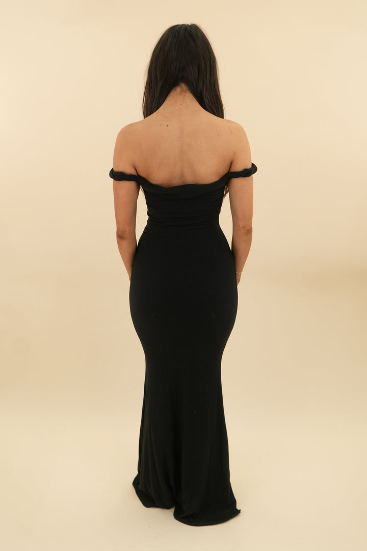 club l london black twisted asymmetric maxi dress nwt (2; retail $130)