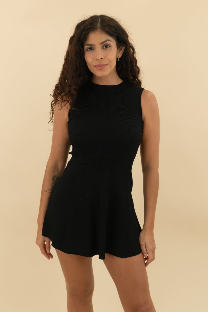 hello molly black ribbed mini dress (xs/s; retail $96)