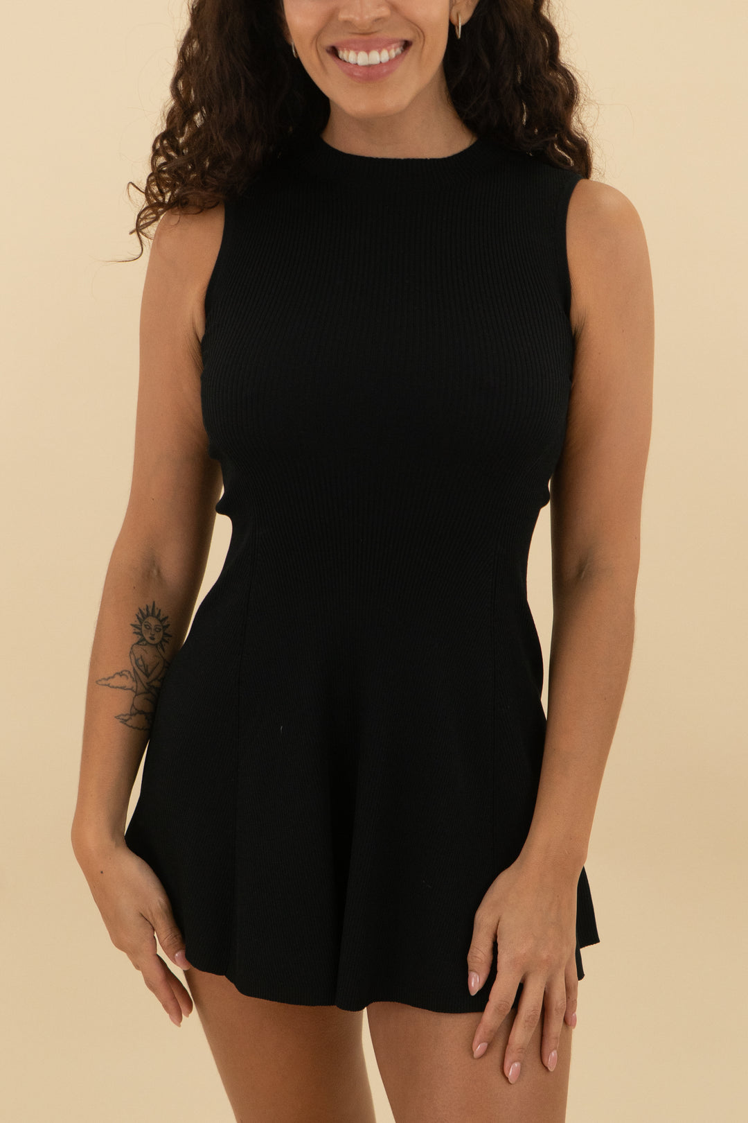 hello molly black ribbed mini dress (xs/s; retail $96)