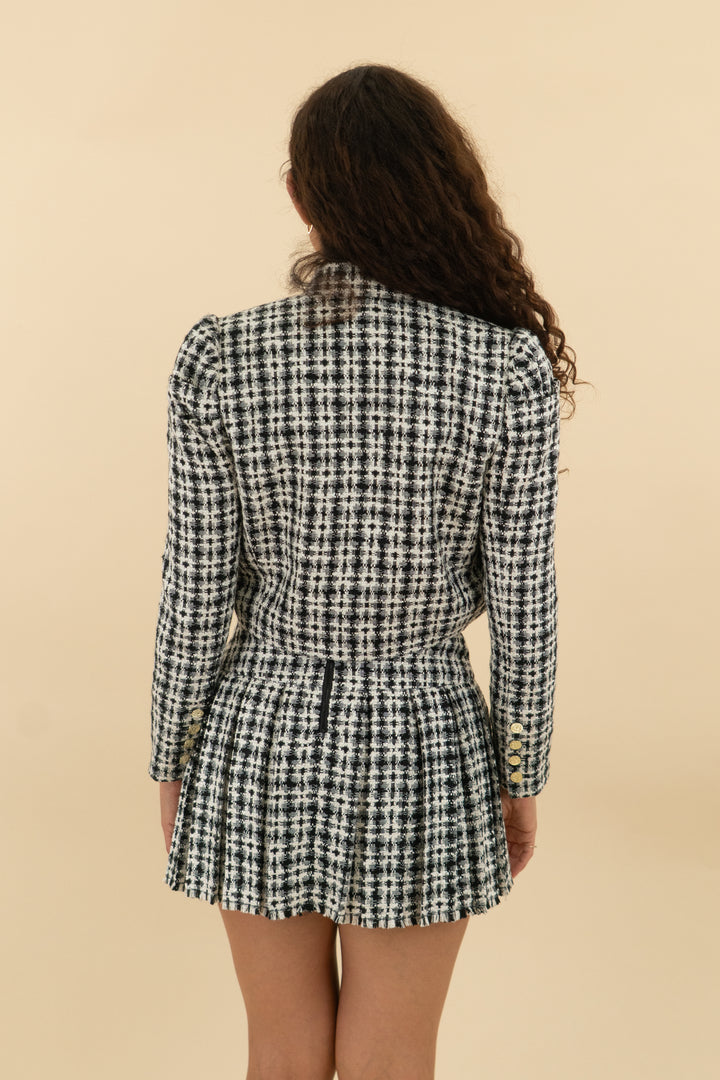 alice & olivia black/white tweed jacket and skirt set (s; retail $900)
