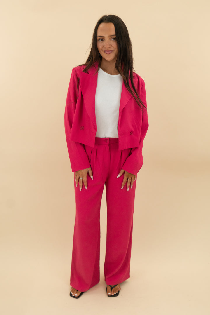 kirundo hot pink blazer and pants set nwt (s; retail $79.99)
