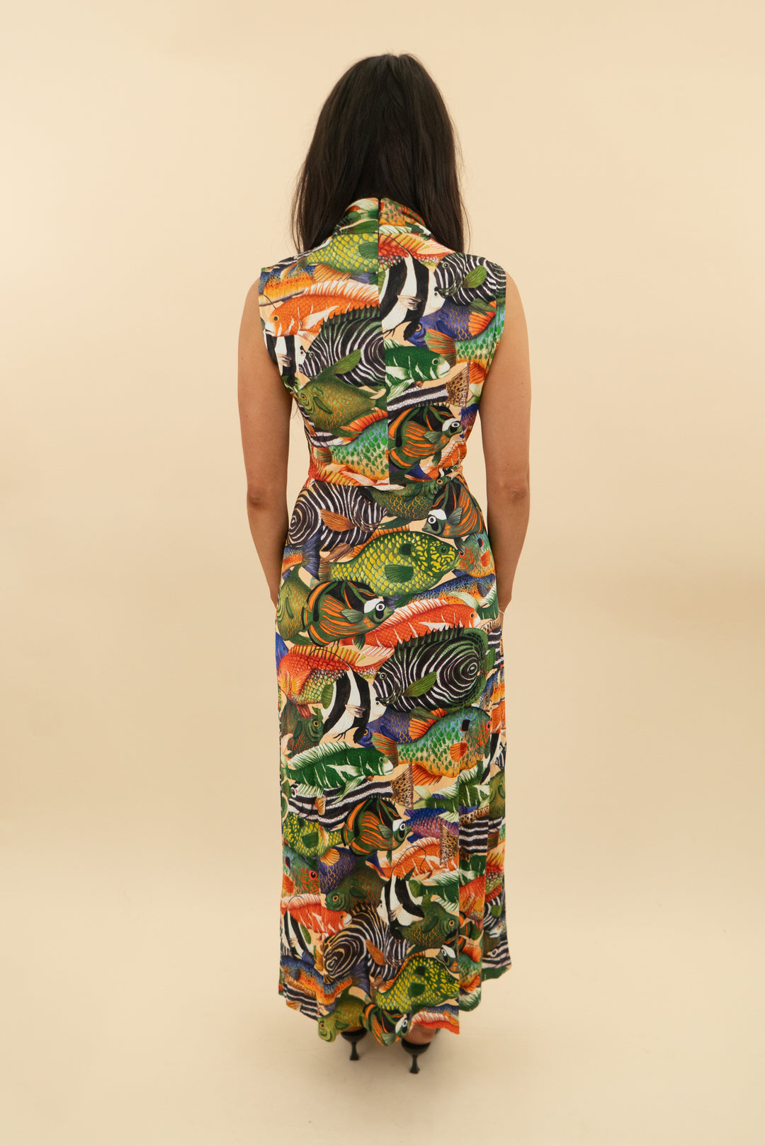 farmrio exotic animal bodycon maxi dress nwt (s; retail $198)