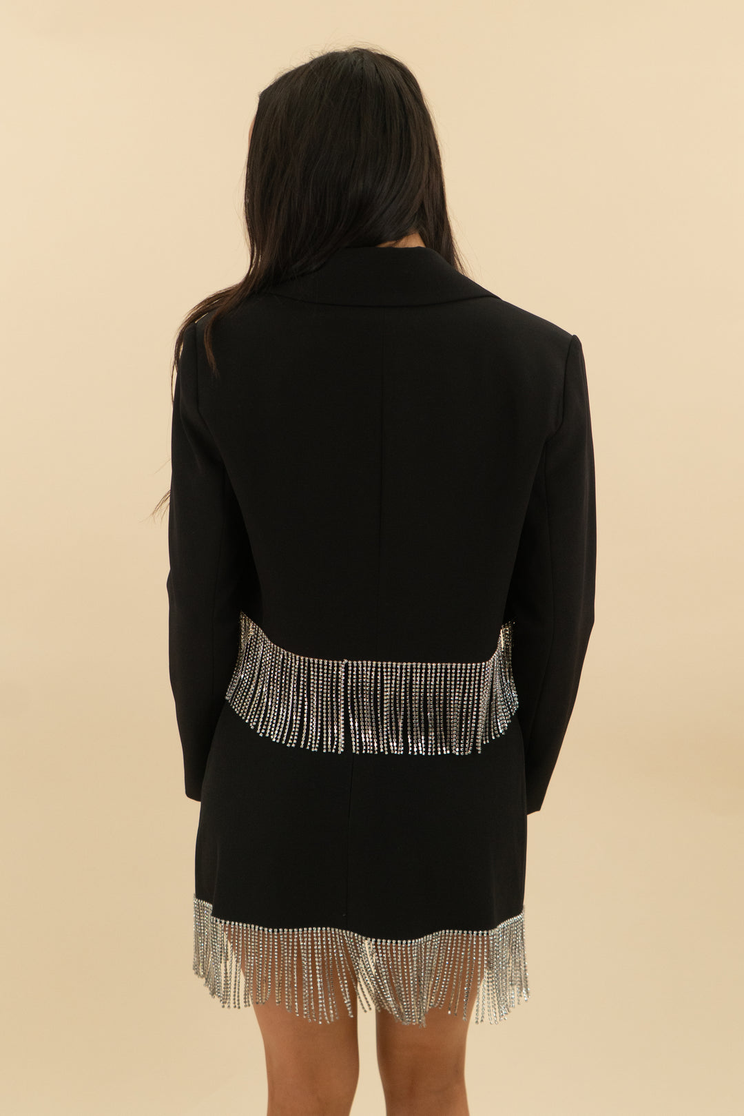 gianni bini black blazer and skirt rhinestone set (2)