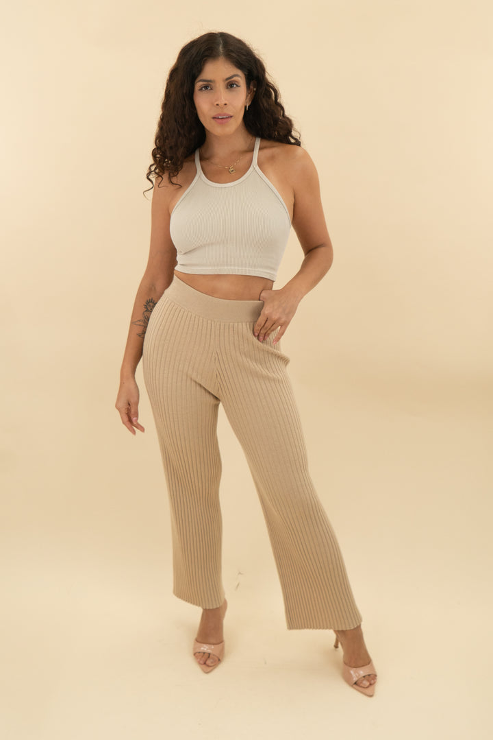 tan ribbed knit loungewear pants (s; retail $39)