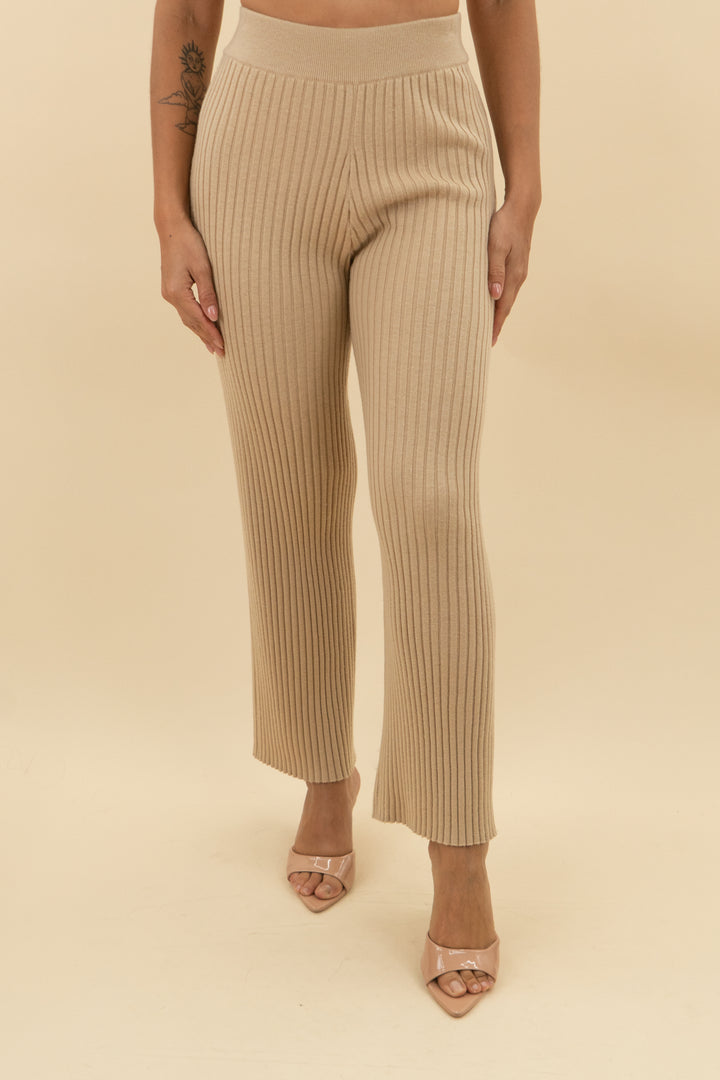 tan ribbed knit loungewear pants (s; retail $39)