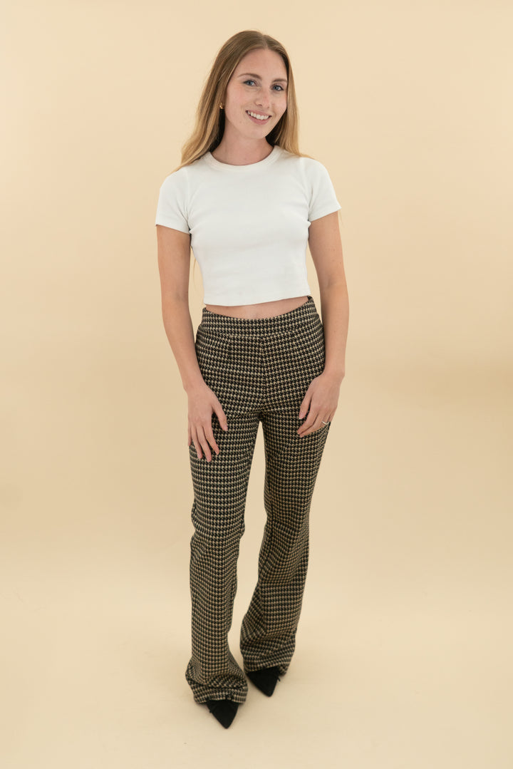 sanctuary brown houndstooth knit flare pants (xs; retail $89)