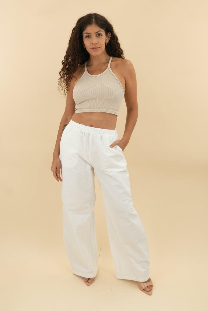meshki white janayia cotton wide leg pants nwt (xs; retail $139)