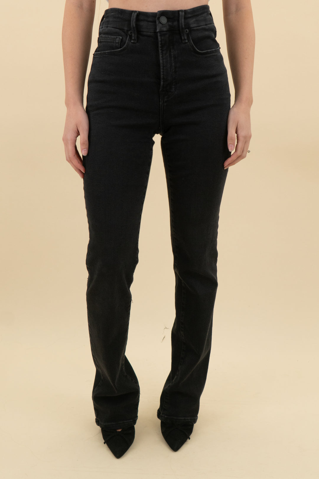 good american black good leg straight jeans (26; retail $168)