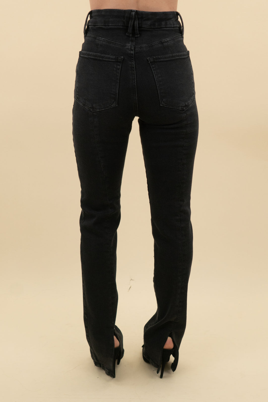 good american black good leg straight jeans (26; retail $168)