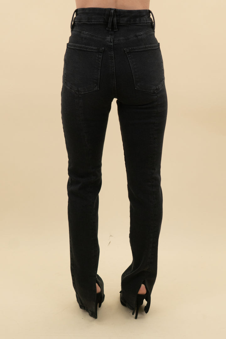 good american black good leg straight jeans (26; retail $168)