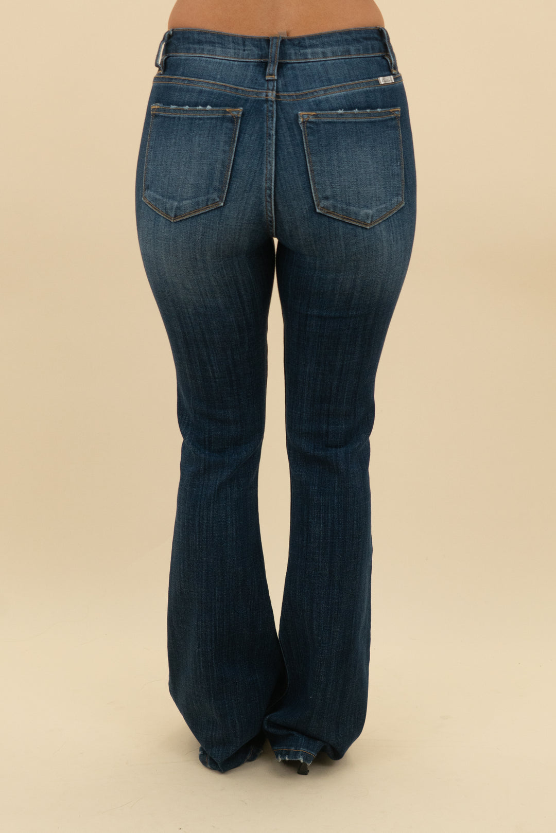 kancan dark wash faded flare jeans (25; retail $95)