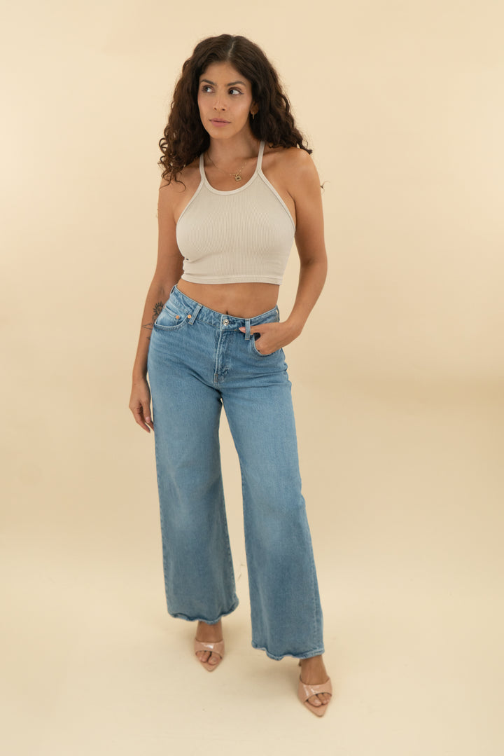 mavi mid rise wide leg denim (27; retail $104)