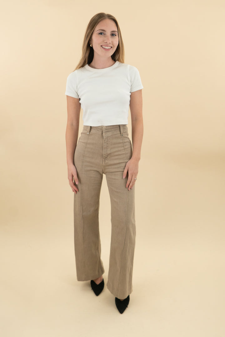 zara light brown wide leg pleated stitch pants (2: retail $69)