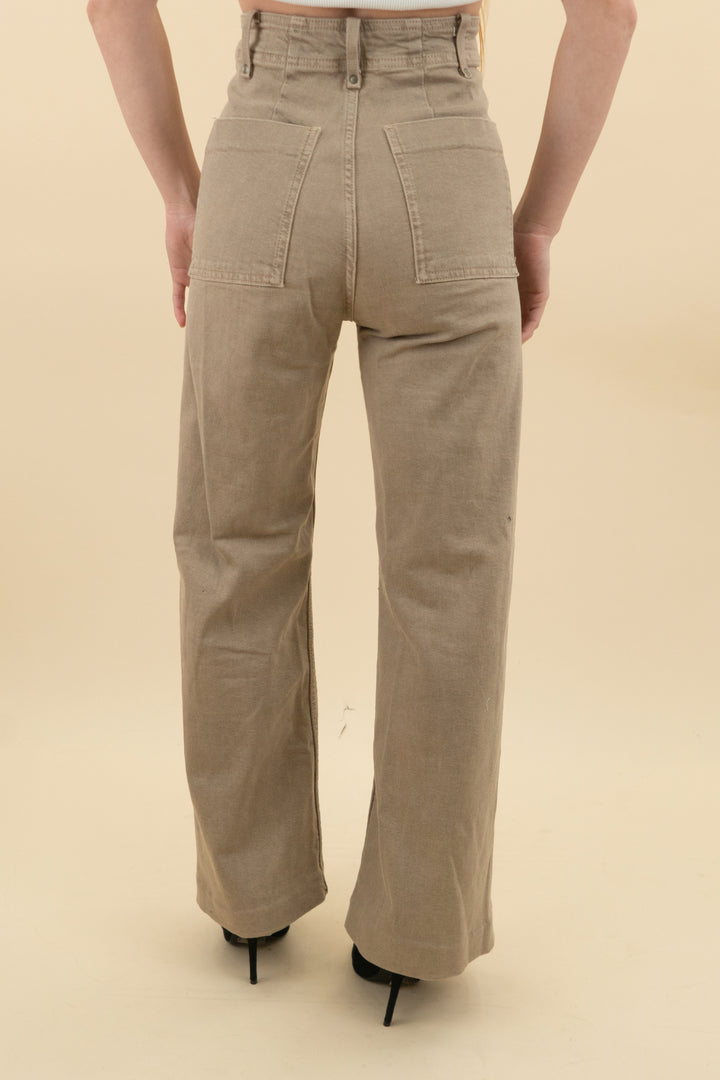zara light brown wide leg pleated stitch pants (2: retail $69)