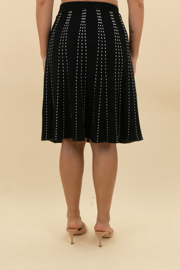 down east black white stitching long knit mini skirt (s: retail $56)