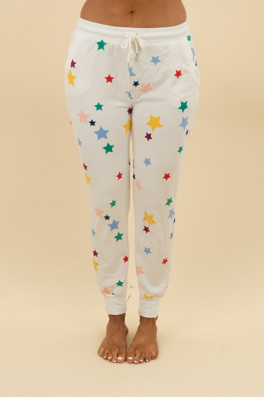 summersalt white rainbow star joggers (s: retail $80)