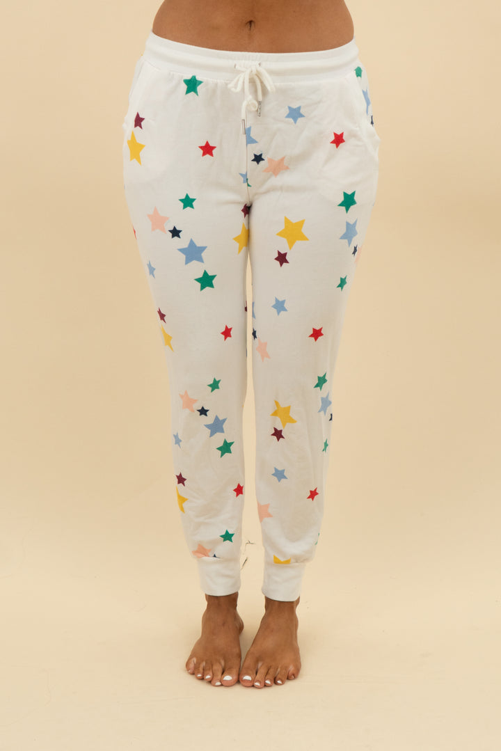 summersalt white rainbow star joggers (s: retail $80)