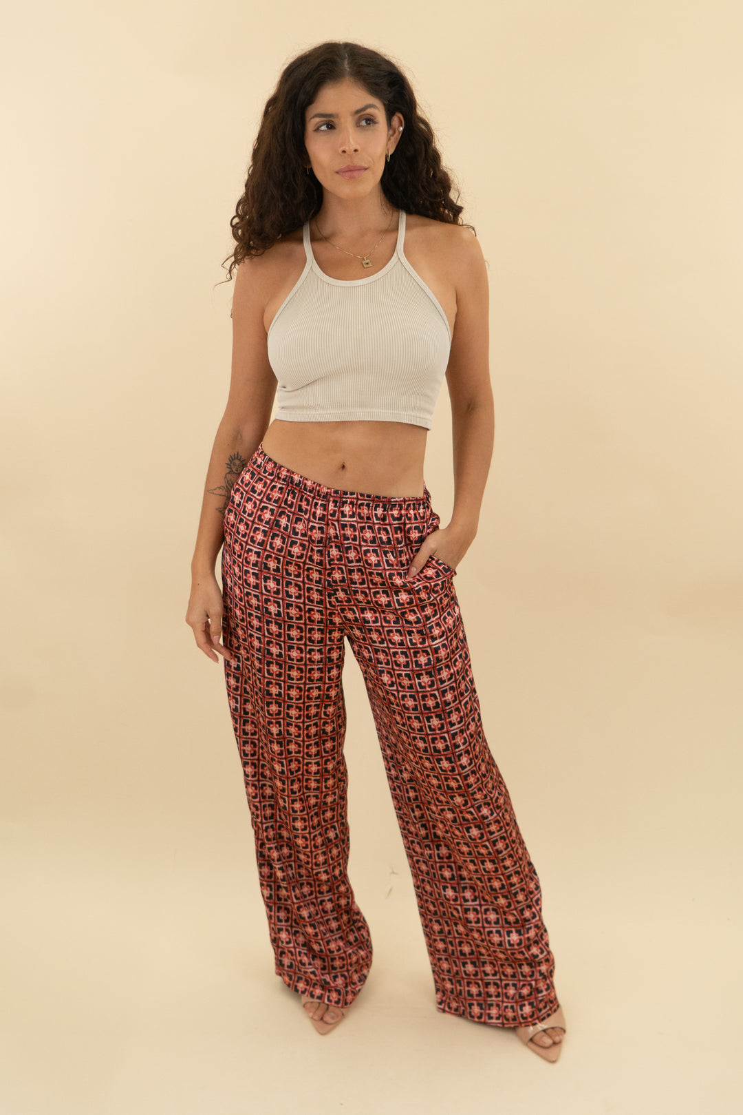 petal & pup red/black lexi elastic waist pants nwt (s; retail $69)