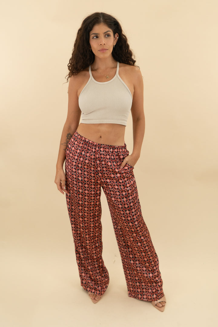 petal & pup red/black lexi elastic waist pants nwt (s; retail $69)