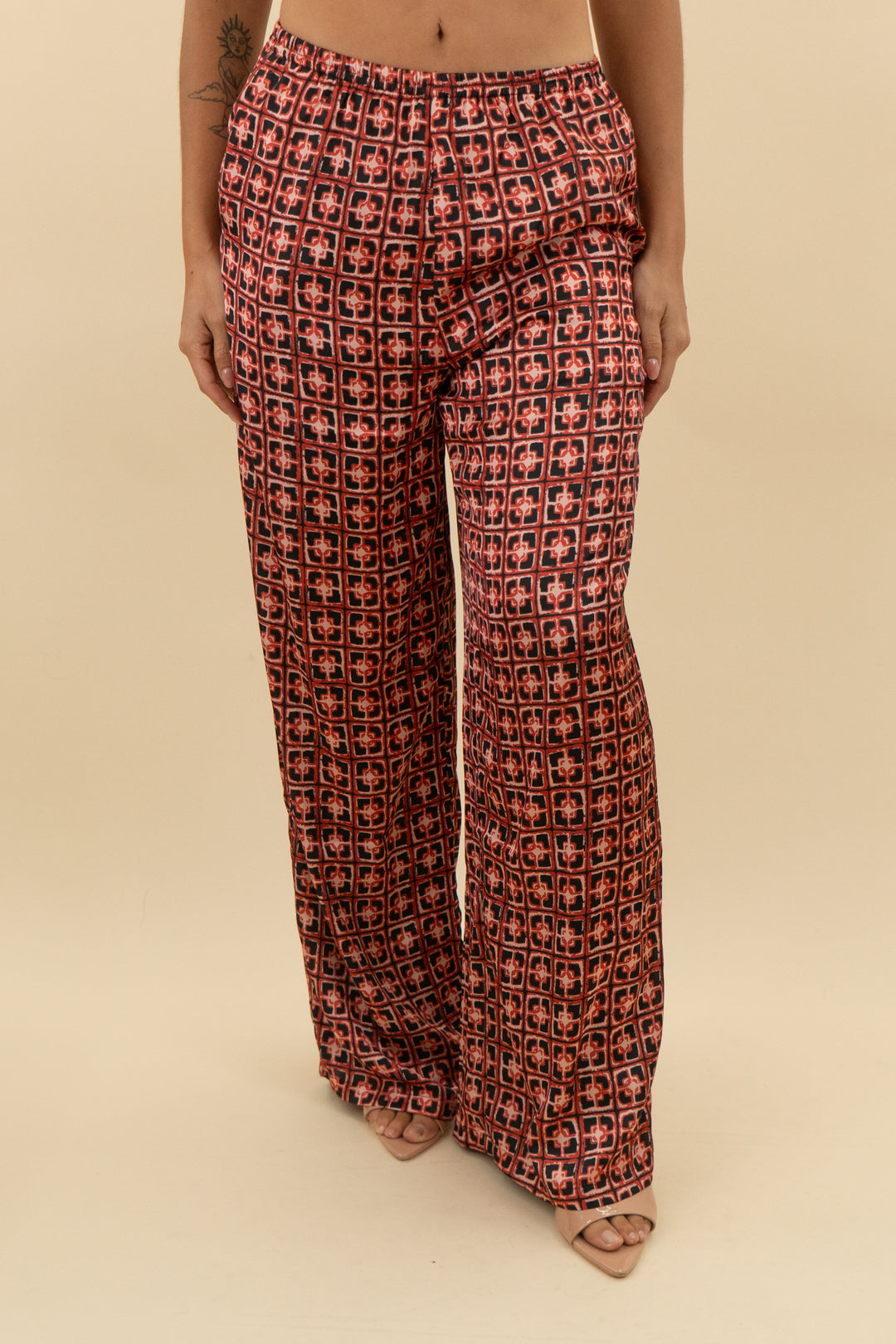 petal & pup red/black lexi elastic waist pants nwt (s; retail $69)